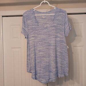 #89 3/$18 - Merona Blue/White Short Sleeve Top Size M